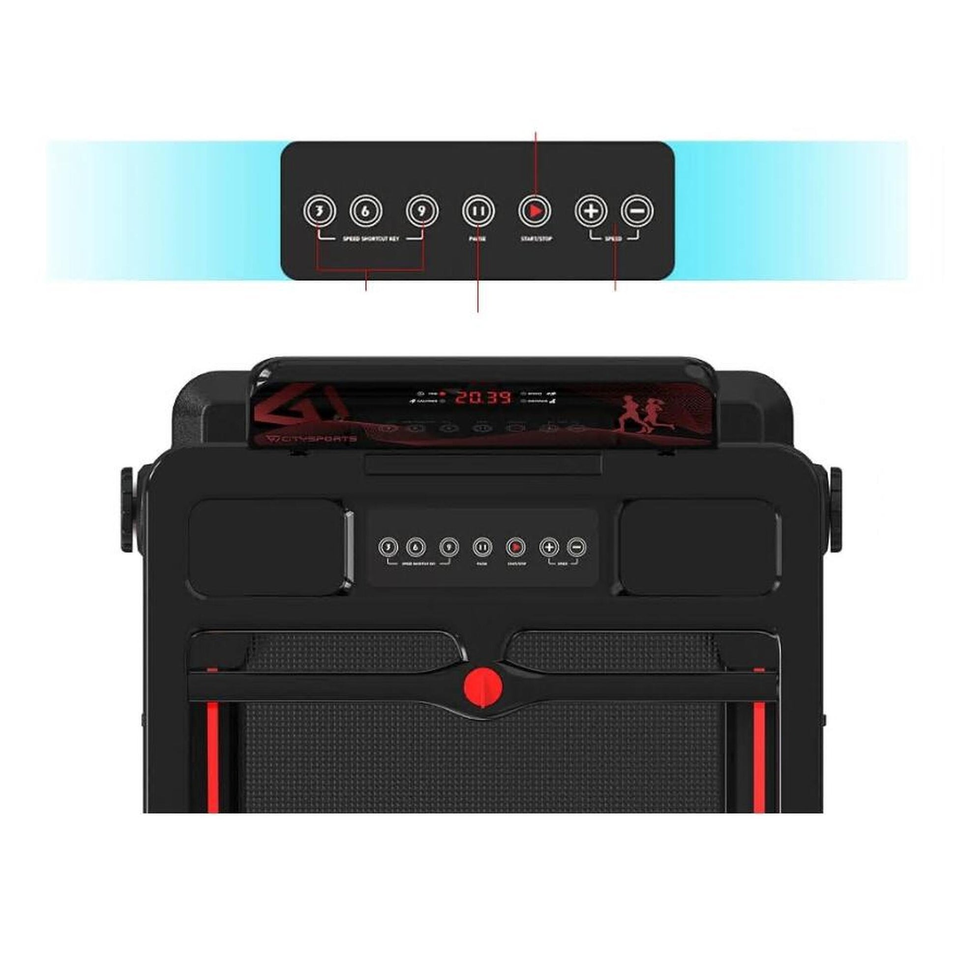 Klappbares Laufband 1400 W, CITYSPORTS WP9, App, Bluetooth, Geschwindigkeit 1–12 km/h - citysportdiscount